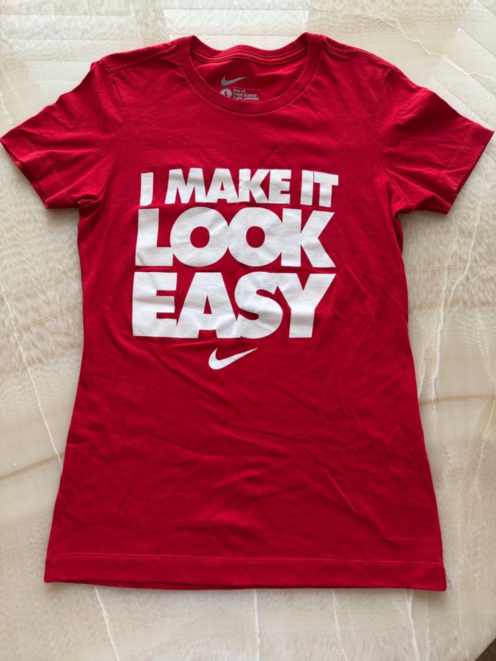 Nike Vintage Red Tee with Bold White Slogan